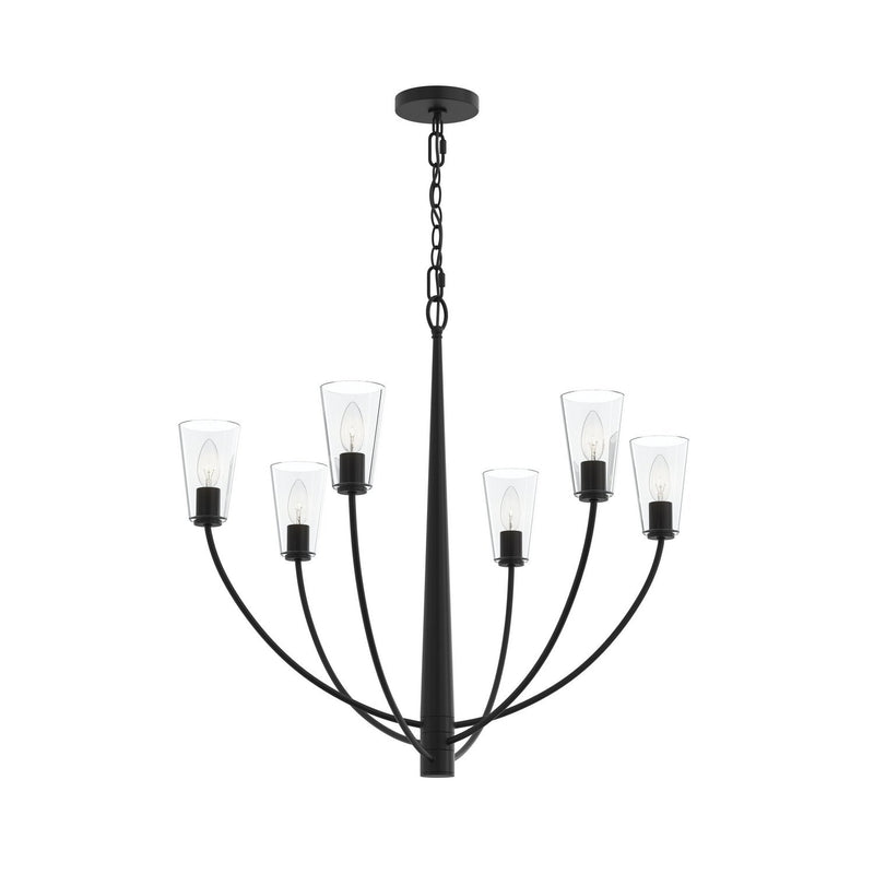 Jheni 6-Light Clear Glass Chandelier in Matte Black