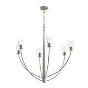Jheni 6-Light Large Clear Glass Chandelier in Brushed Nickel
