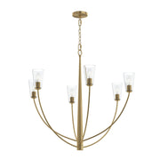 Jheni 6-Light Large Clear Glass Chandelier in Brushed Gold