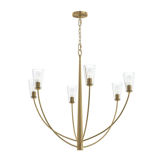 Jheni 6-Light Large Clear Glass Chandelier in Brushed Gold