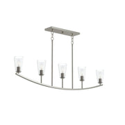 Jheni 5-Light Clear Glass Linear Chandelier in Brushed Nickel