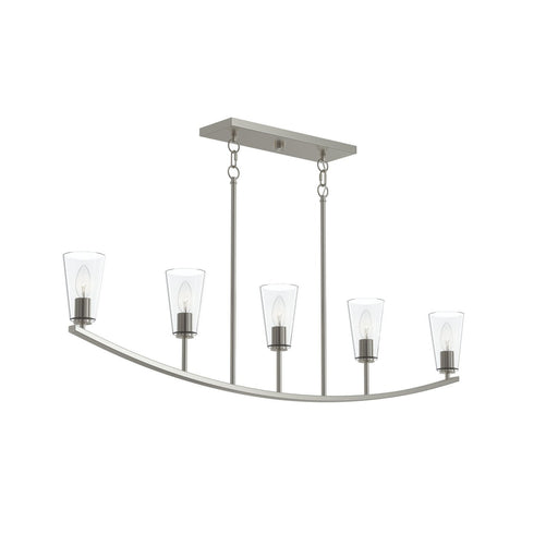 Jheni 5-Light Clear Glass Linear Chandelier in Brushed Nickel