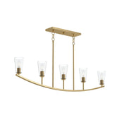 Jheni 5-Light Clear Glass Linear Chandelier in Brushed Gold