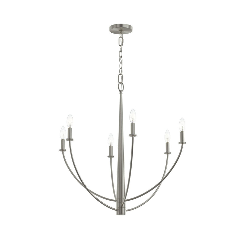 Jheni 6-Light Candle Chandelier in Brushed Nickel