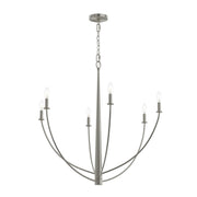 Jheni 6-Light Large Candle Chandelier in Brushed Nickel