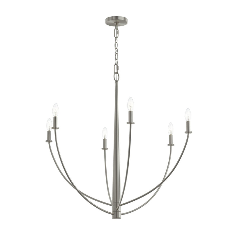 Jheni 6-Light Large Candle Chandelier in Brushed Nickel