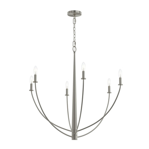 Jheni 6-Light Large Candle Chandelier in Brushed Nickel
