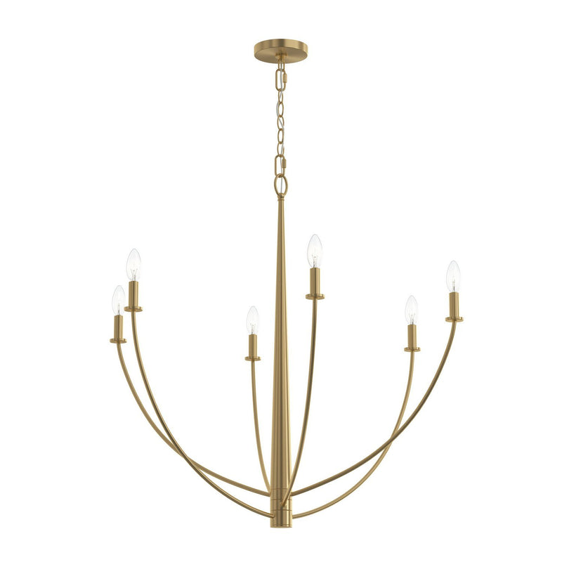 Jheni 6-Light Large Candle Chandelier in Brushed Gold