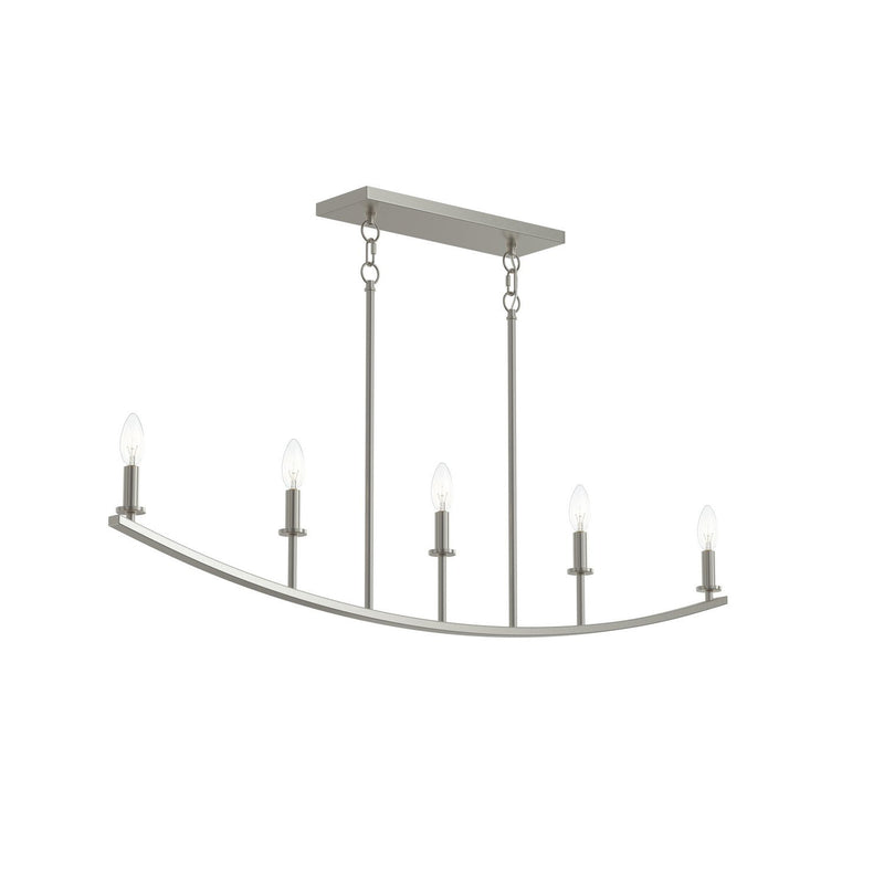 Jheni 5-Light Candle Linear Chandelier in Brushed Nickel