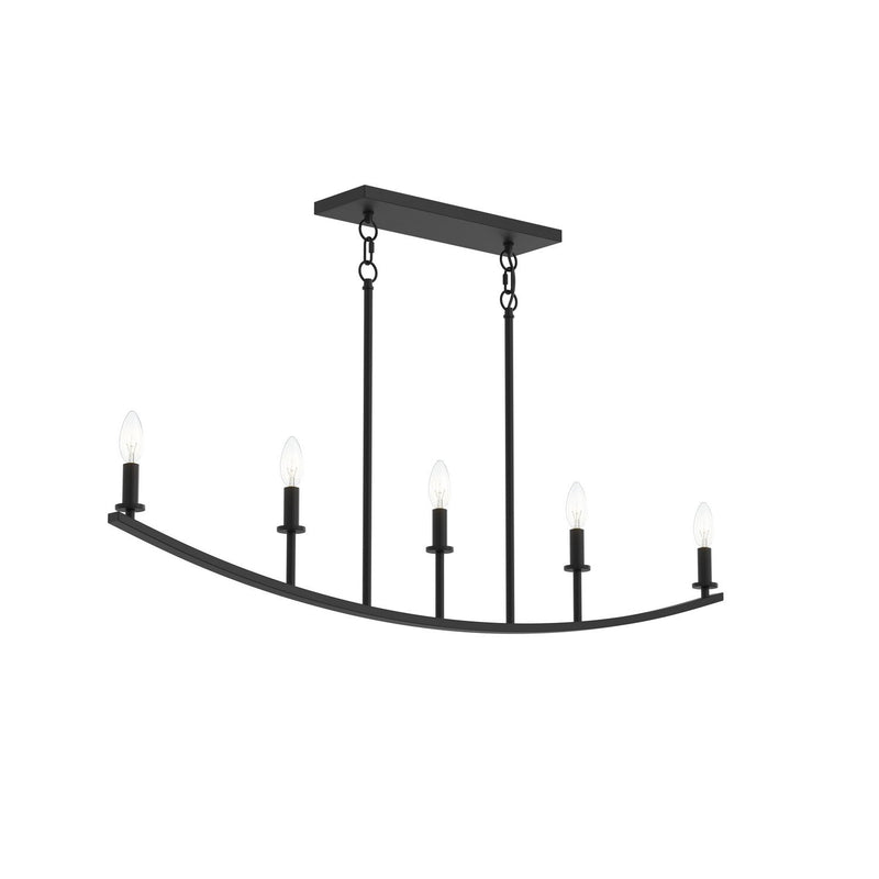 Jheni 5-Light Candle Linear Chandelier in Matte Black