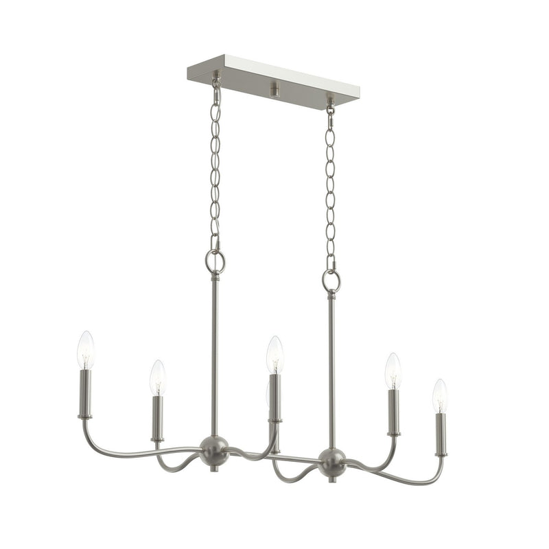 Ilia 6-Light Linear Chandelier in Brushed Nickel
