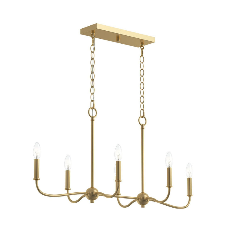 Ilia 6-Light Linear Chandelier in Brushed Gold