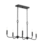 Ilia 6-Light Linear Chandelier in Matte Black