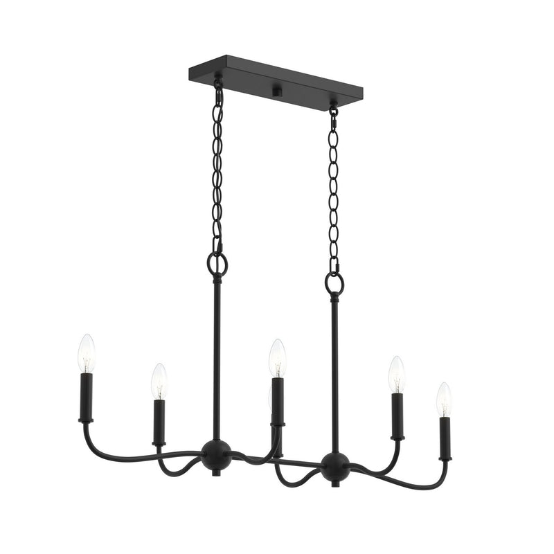 Ilia 6-Light Linear Chandelier in Matte Black