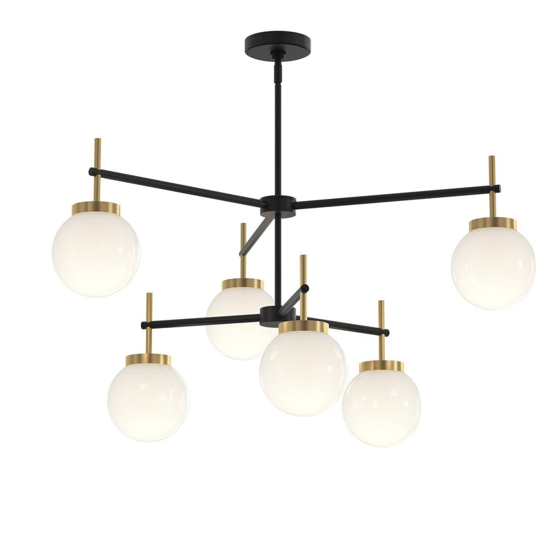Rigsby 6-Light Large Chandelier in Matte Black and Brushed Gold
