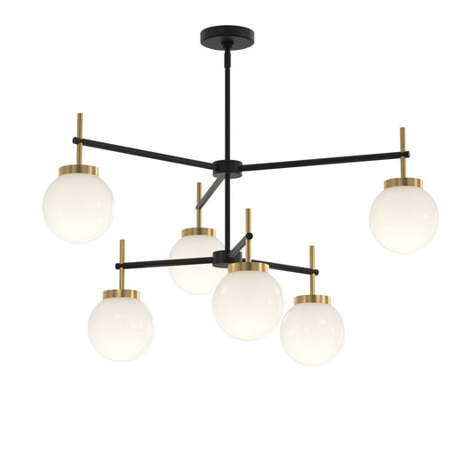 Rigsby 6-Light Large Chandelier in Matte Black and Brushed Gold