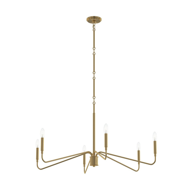 Pilar 6-Light 40" Chandelier in Brushed Gold
