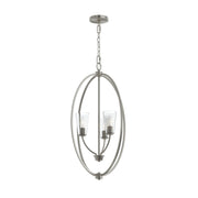 Jheni 3-Light Clear Glass Cage Pendant in Brushed Nickel