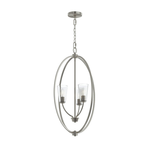 Jheni 3-Light Clear Glass Cage Pendant in Brushed Nickel