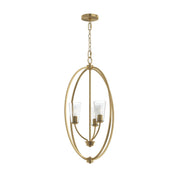 Jheni 3-Light Clear Glass Cage Pendant in Brushed Gold