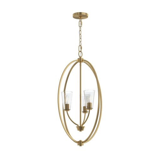Jheni 3-Light Clear Glass Cage Pendant in Brushed Gold
