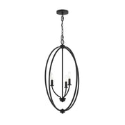 Jheni 3-Light Candle Cage Pendant in Matte Black