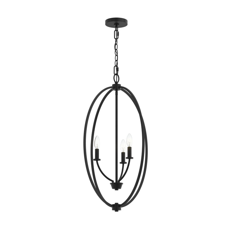 Jheni 3-Light Candle Cage Pendant in Matte Black