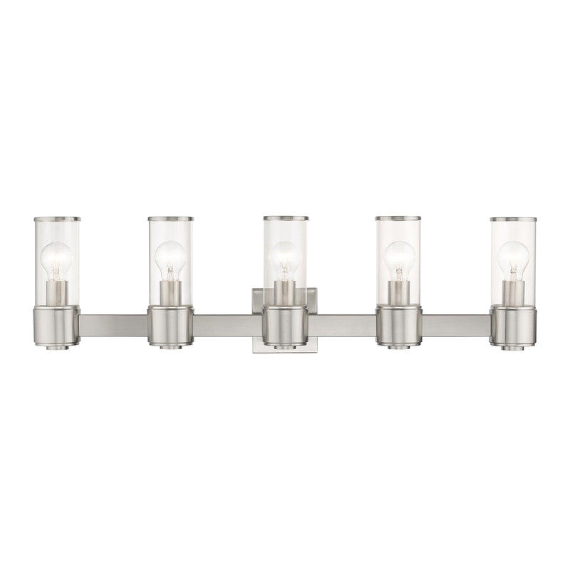Quincy 5-Light Large ADA Bath Vanity Light in Brushed Nickel