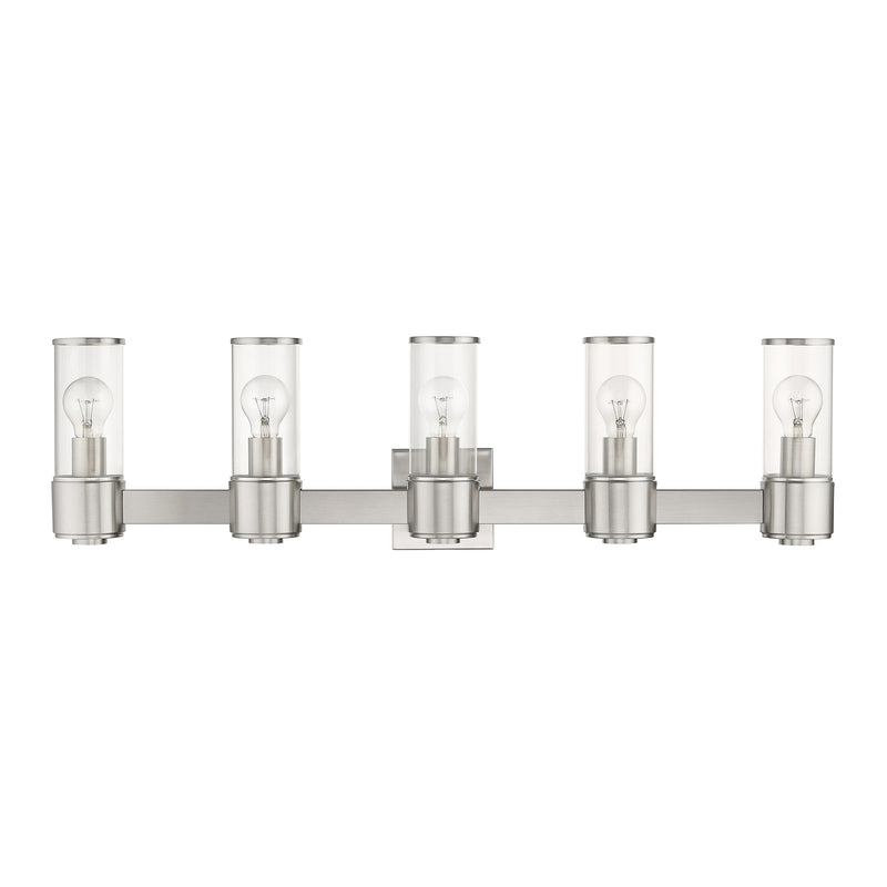 Quincy 5-Light Large ADA Bath Vanity Light in Brushed Nickel