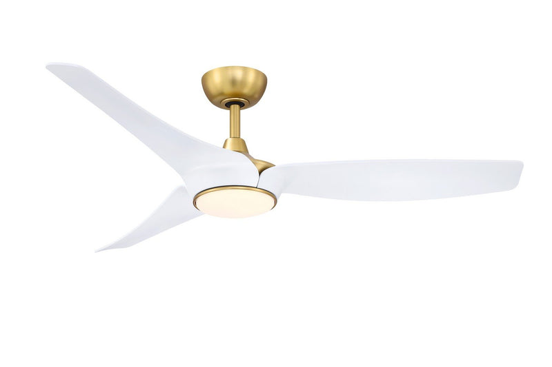 Lizza 56" Ceiling Fan with LED Light in Brushed Satin Brass / Matte White Blades