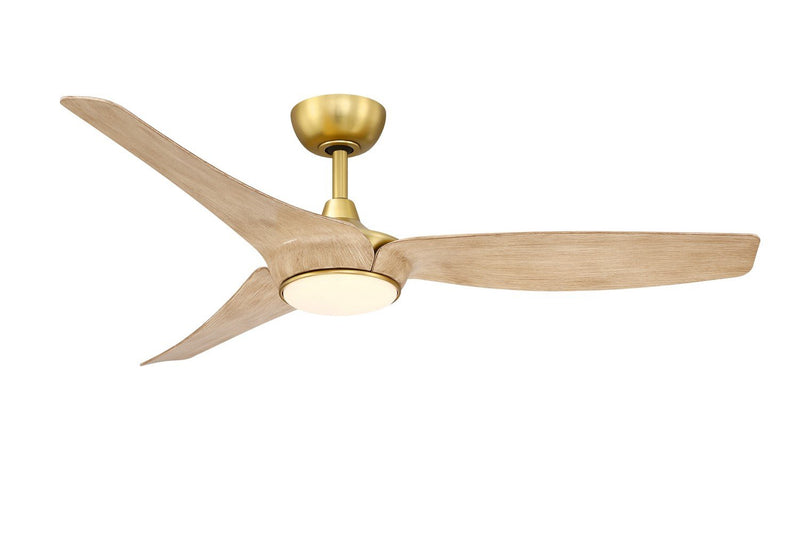 Lizza 56" Ceiling Fan with LED Light in Brushed Satin Brass / Natural Blades