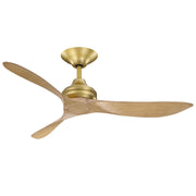 Aviara Coastal 52" Outdoor Ceiling Fan in Brushed Satin Brass / Natural Blades
