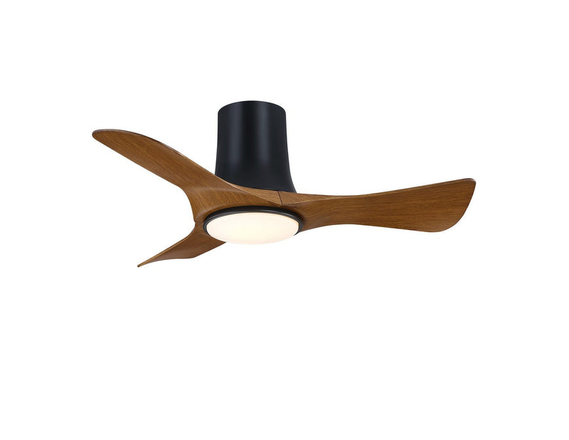 Corke 36" Hugger Ceiling Fan with LED Light in Black / Koa Blades