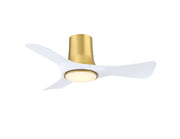 Corke 36" Hugger Ceiling Fan with LED Light in Brushed Satin Brass / Matte White Blades