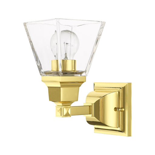 Mission Clear Glass Wall Sconce in Polished Brass