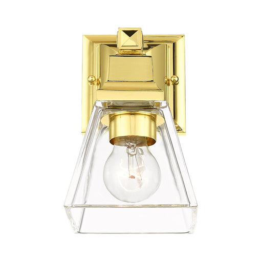 Mission Clear Glass Wall Sconce in Polished Brass