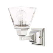 Mission Clear Glass Wall Sconce in Polished Chrome