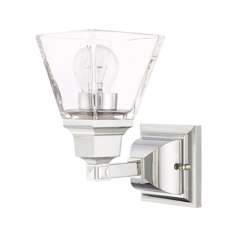 Mission Clear Glass Wall Sconce in Polished Chrome