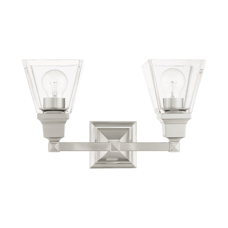 Mission 2-Light Bath Vanity Light in Brushed Nickel