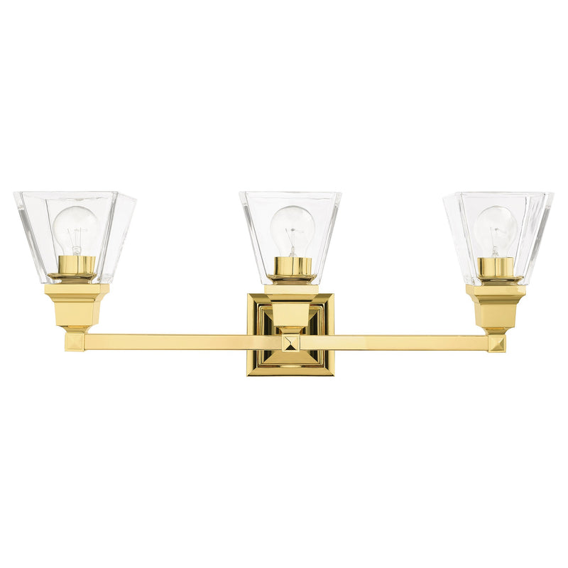 Mission 3-Light Bath Vanity Light in Polished Brass