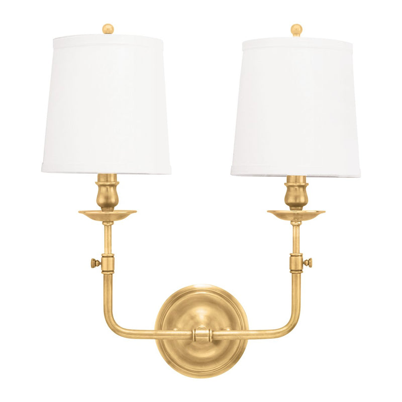 Logan 2-Light Wall Sconce in Aged Brass