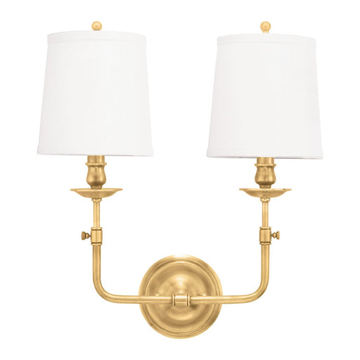 Logan 2-Light Wall Sconce in Aged Brass