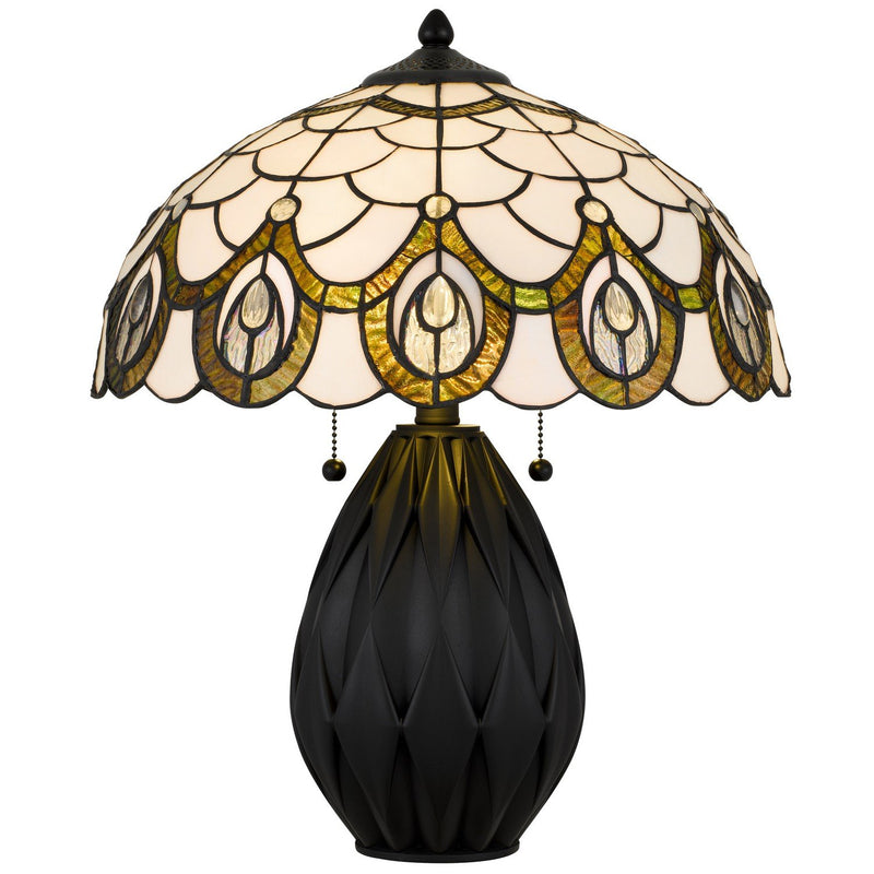 Orla 2-Light Tiffany Table Lamp in Matte Black