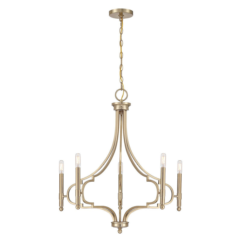 Woodlawn 5-Light Chandelier in Noble Brass
