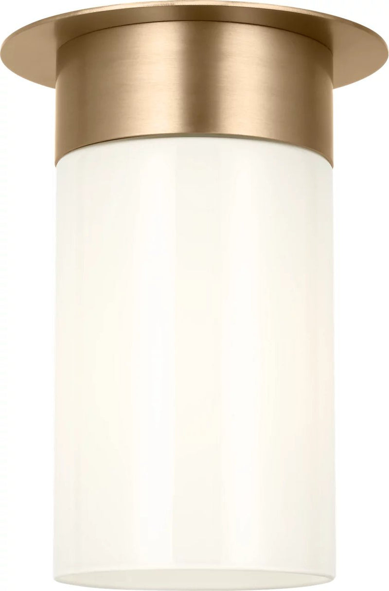 Archer Milk Glass Flush Mount in Satin Brass