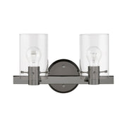 Munich 2-Light Bath Vanity Light in Black Chrome