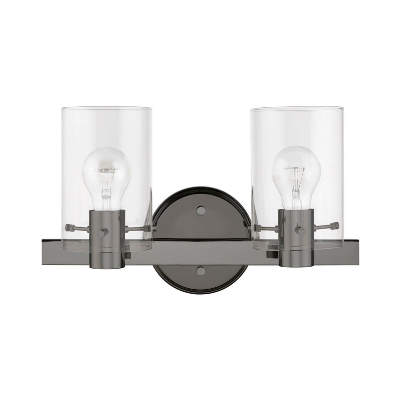 Munich 2-Light Bath Vanity Light in Black Chrome