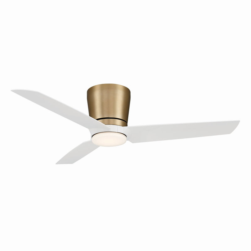 Pure 48" LED Hugger Ceiling Fan in Brushed Brass / Alabaster White