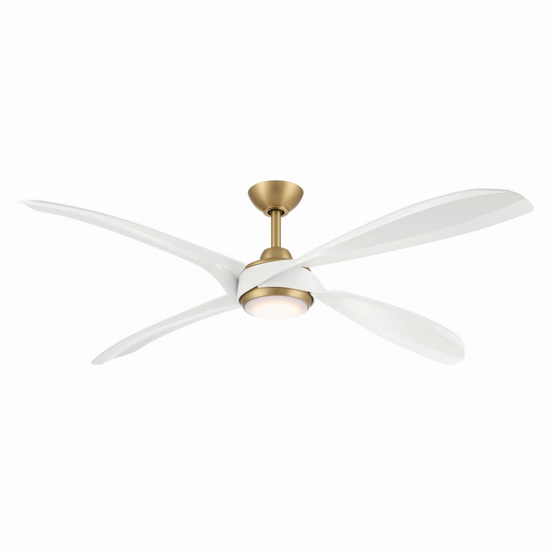 Mortyn 60" Outdoor LED Ceiling Fan in Legacy Brass / Alabaster White