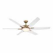 Deco 65" Outdoor LED Ceiling Fan in Heritage Brass / Alabaster White